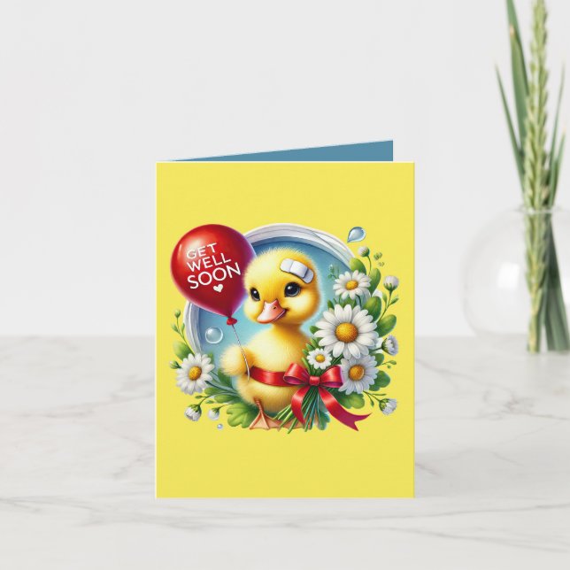 Tarjeta Cute get well soon duck  (Anverso)