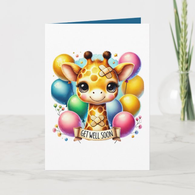 Tarjeta Cute get well soon giraffe add message (Anverso)