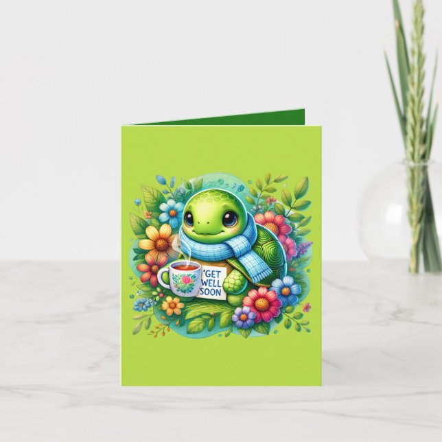 Tarjeta Cute get well turtle add message (Anverso)
