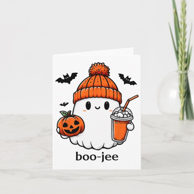 Tarjeta Cute Ghost Bougie Ghost Boo-jee Halloween (Anverso)