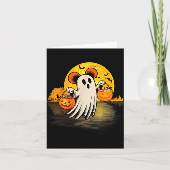 Tarjeta Cute Ghost Guitar Halloween Pumpkins Candy Soky Se (Anverso)