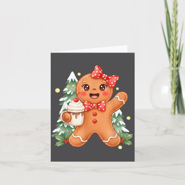 Tarjeta Cute Gingerbread Christmas Snow Xmas For Men Women (Anverso)