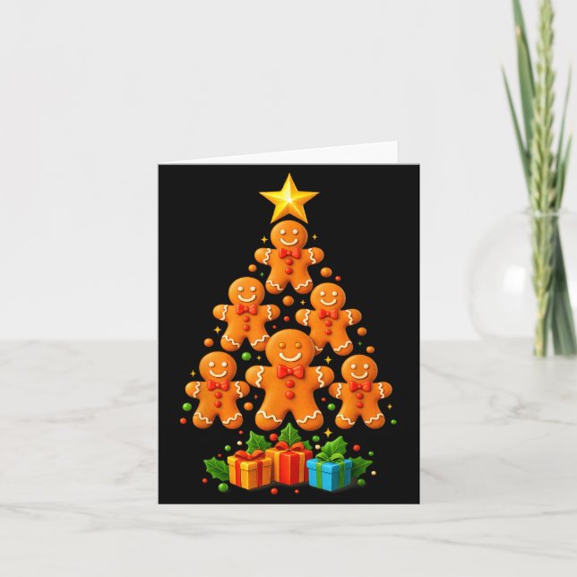 Tarjeta Cute Gingerbread Christmas Tree Holiday Funny Xmas (Anverso)
