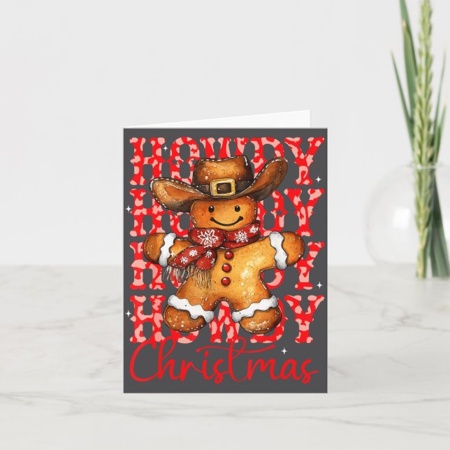 Tarjeta Cute Gingerbread Cowboy Howdy Christmas Girls Wome (Anverso)