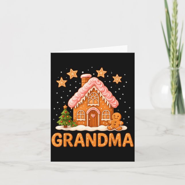 Tarjeta Cute Gingerbread Grandma Merry Christmas Funny  (Anverso)