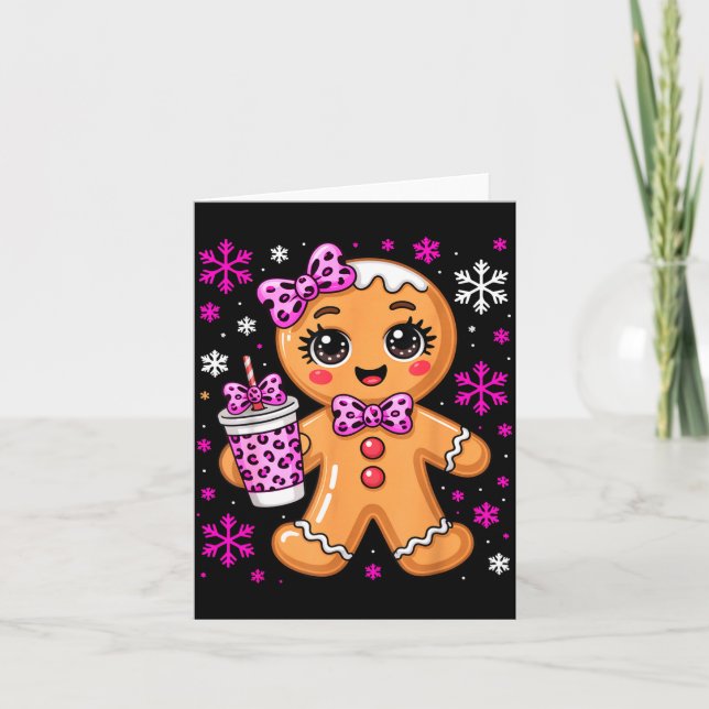 Tarjeta Cute Gingerbread Leopard Coquette Christmas Xmas G (Anverso)