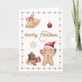 Tarjeta Cute Gingerbread Man acuarela "Feliz Navidad"