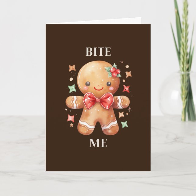 Tarjeta Cute Gingerbread Man Funny Navidades Card (Anverso)