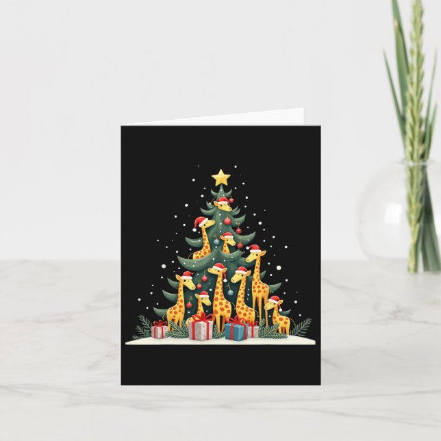 Tarjeta Cute Giraffe Árbol de Navidad Giraffe Amantes de N (Anverso)