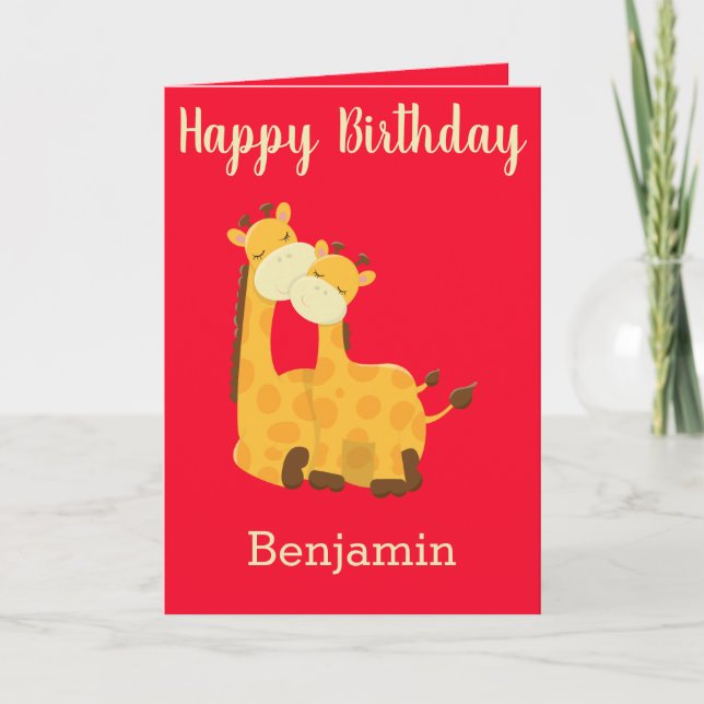 Tarjeta Cute Giraffe Baby Cumpleaños (Anverso)
