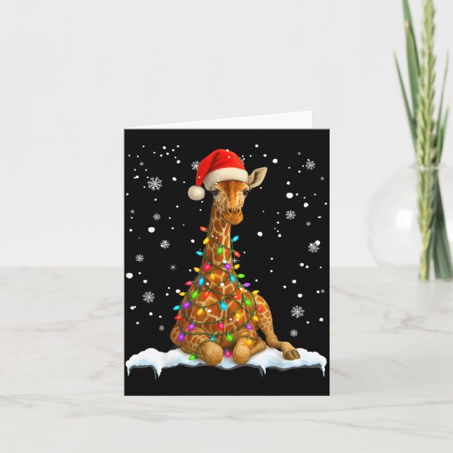 Tarjeta Cute Giraffe Christmas Light Funny Giraffe Lover X (Anverso)