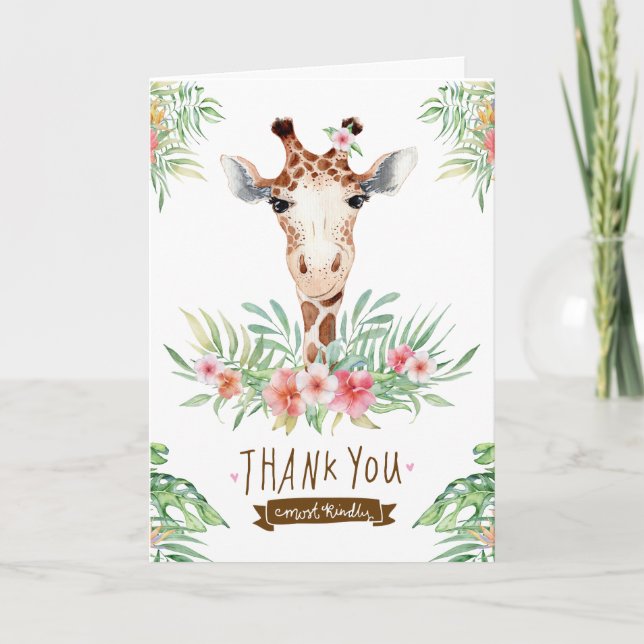 Tarjeta Cute Giraffe Gracias (Anverso)