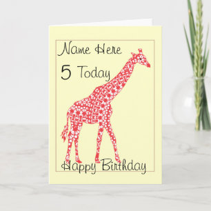 Tarjeta Cute Giraffe, niño de edad personalizada, cumpleañ
