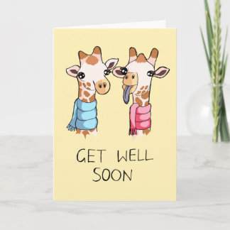Tarjeta Cute Giraffes Cuestas Dibujando Se Bien Pronto Tar