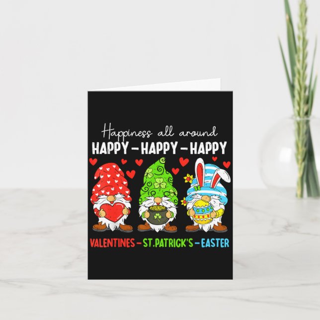 Tarjeta Cute Gnome Happy Valentines St Patricks Easter Hol (Anverso)