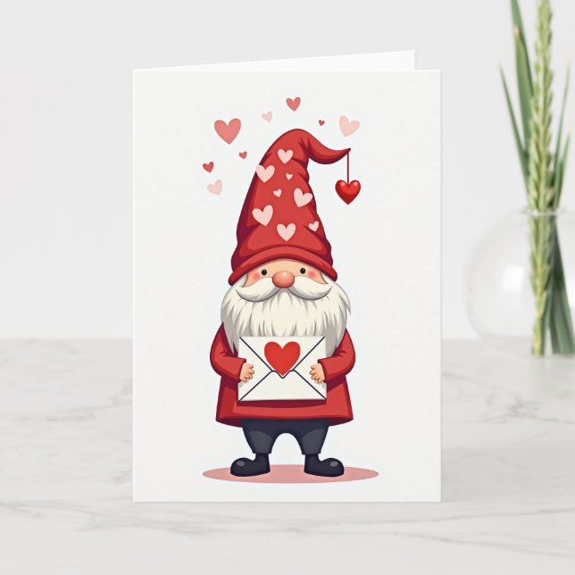 Tarjeta Cute Gnome Valentines Day Card (Anverso)