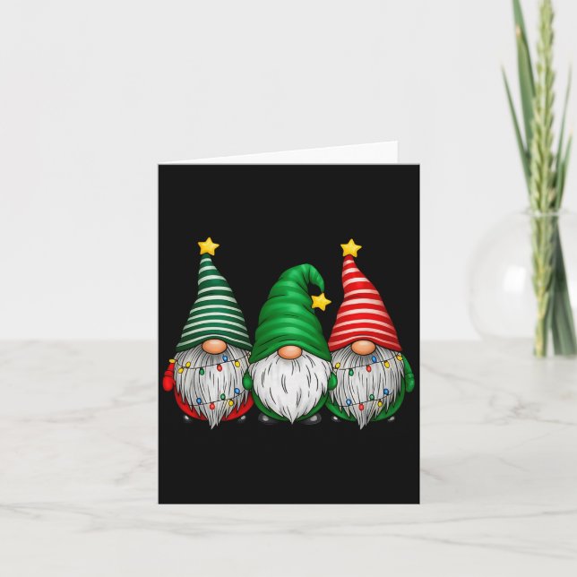 Tarjeta Cute Gnomes Merry Christmas Light Family Gnome Xma (Anverso)