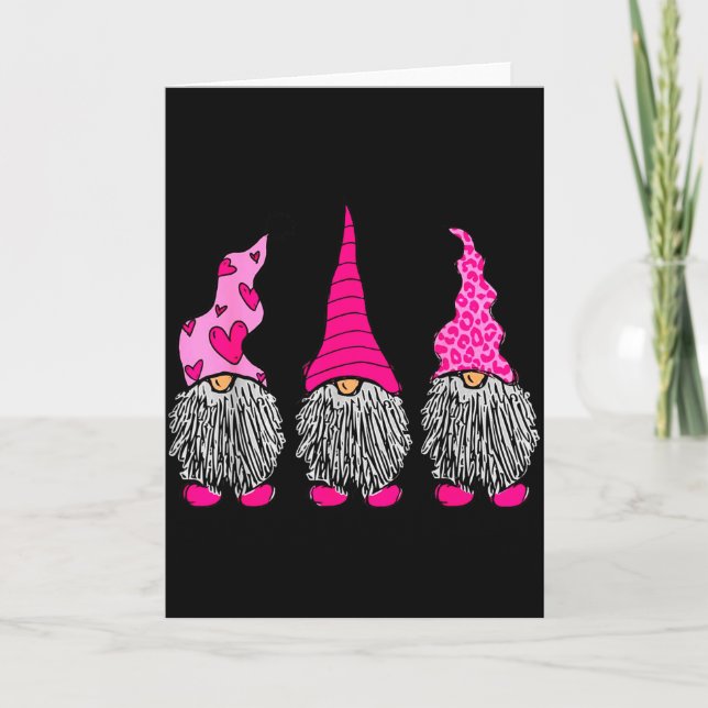 Tarjeta Cute Gnomos Corazón Divertido Día de San Valentín  (Anverso)