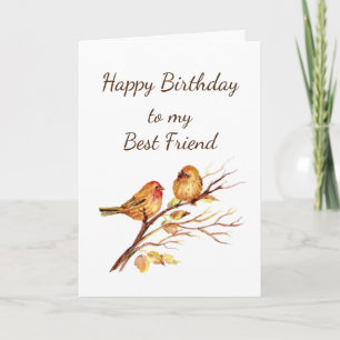 Tarjeta Cute Gold Birds Mejor Amistad Amigo Cumpleaños