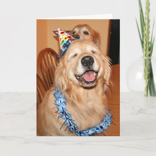 Tarjeta Cute Golden Retriever Birthday Wings (Anverso)