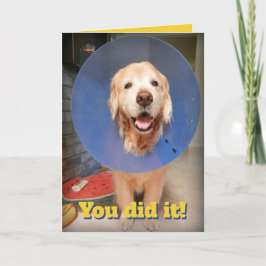 Tarjeta Cute Golden Retriever con Cone-Cone-Felicitaciones