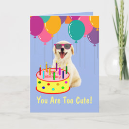 Tarjeta Cute Golden Retriever Puppy Cumpleaños