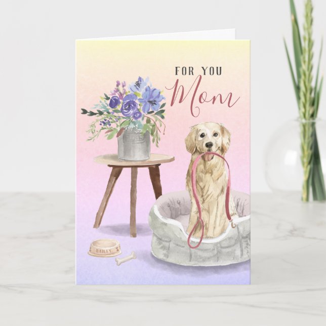 Tarjeta Cute Golden Retriever Watercolor Feliz cumpleaños (Anverso)