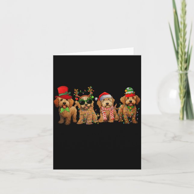 Tarjeta Cute Goldendoodle Dogs Christmas Lights Golden Doo (Anverso)