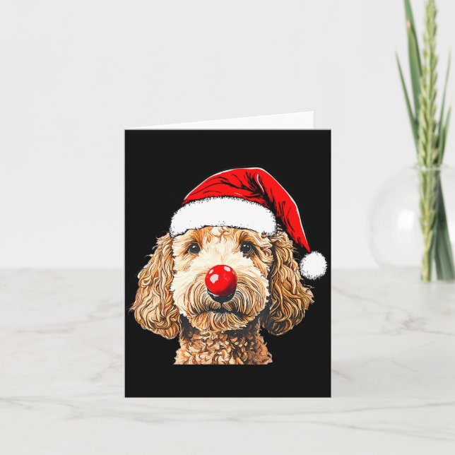 Tarjeta Cute Goldendoodle Dogs Christmas Santa Golden Dood (Anverso)