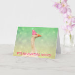 Tarjeta Cute Goose "For Friend" Birday Card<br><div class="desc">Tarjeta divertida con un ganso doméstico en un gorra fiesta rosa con un fondo brillante. Personaliza el mensaje y crea tu propio saludo especial. Muchas gracias por buscar. Foto ©Christine Greenspan</div>