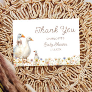 Tarjeta Cute Goose Wildflower Baby Shower Gracias