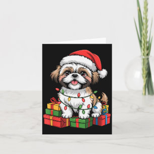 Tarjeta Cute Gorro de Santa Shih Tzu Navidad Xmas Amantes 