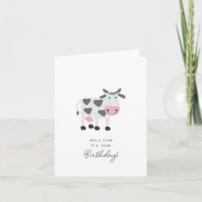 Tarjeta Cute gracioso Punny Holy Cow es tu cumpleaños (Anverso)