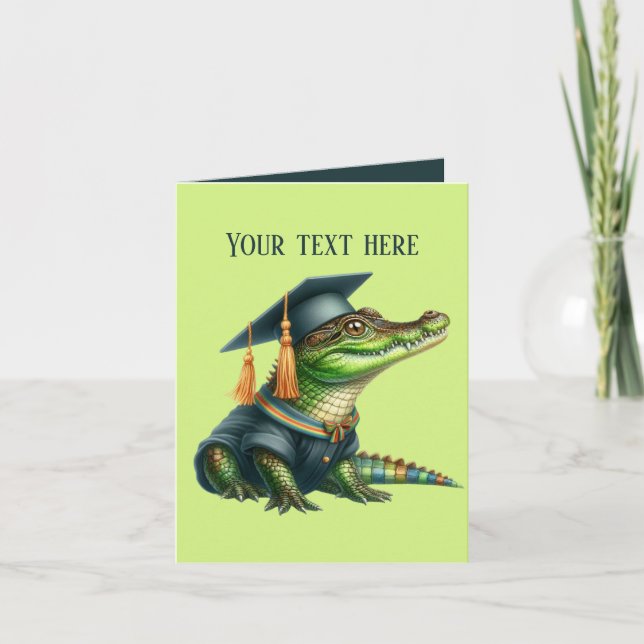 Tarjeta Cute Graduación agregar lagarto de mensajes (Anverso)