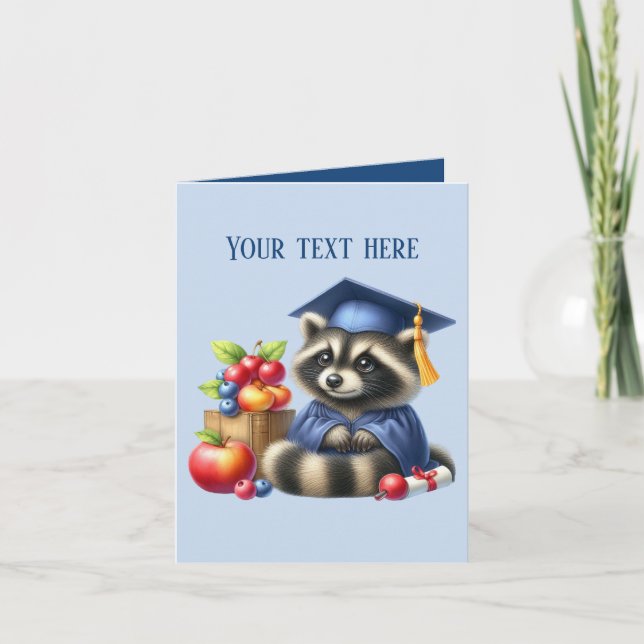 Tarjeta Cute Graduación añadir raccoon de mensaje (Anverso)