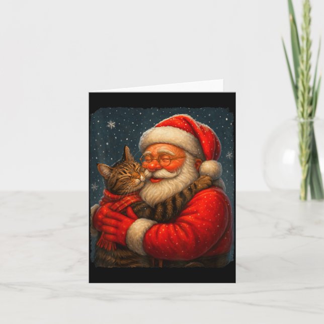 Tarjeta Cute Graphic Santa Hug Cat Christmas Xmas Women Me (Anverso)