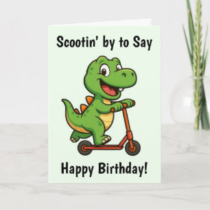 Tarjeta Cute Green Dinosaur Birday Card