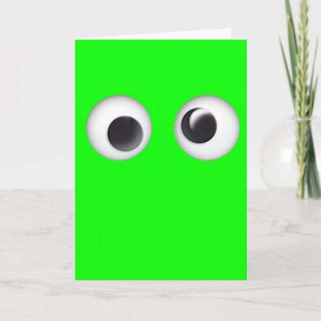 Tarjeta Cute Green Googly Eyes Halloween Maze Card (Anverso)