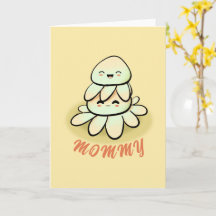 cute green octopus mother Card