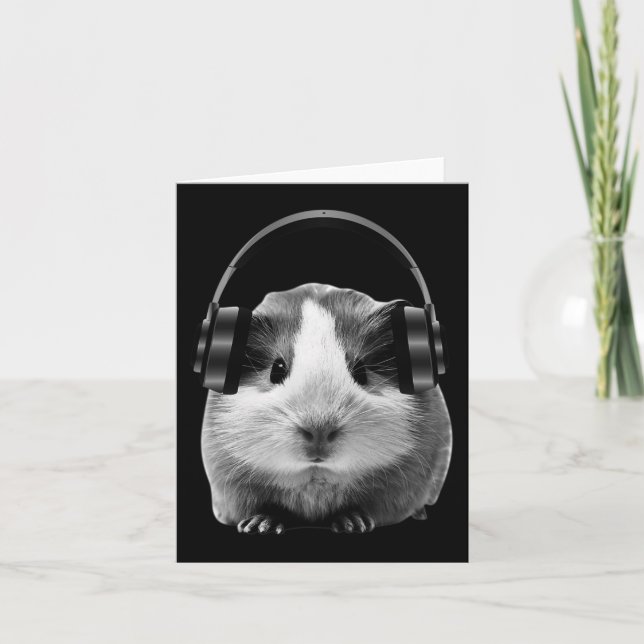 Tarjeta Cute Guinea Pig Escuchando Dubstep (Anverso)