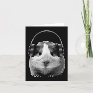 Tarjeta Cute Guinea Pig Escuchando Dubstep