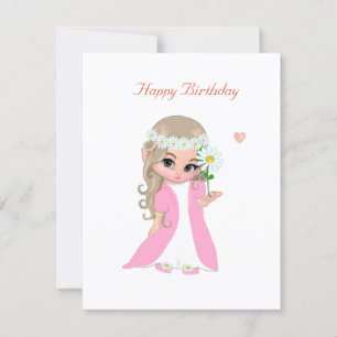 Tarjeta Cute Hada en Cumpleaños Blanco
