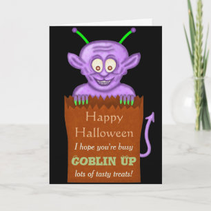 Tarjeta Cute Halloween Funny Personalizado Goblin Pun