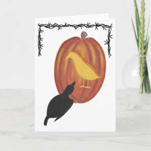 Tarjeta Cute Halloween Jack O'Lantern y Crow