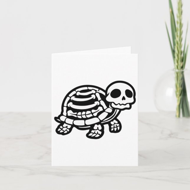 Tarjeta Cute Halloween Turtle Skeleton Tortoise Fossiers A (Anverso)