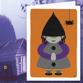 Tarjeta Cute Halloween Witch Gnome Blank
