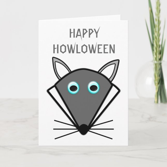 Tarjeta Cute Halloween Wolf Personalizado Card (Anverso)