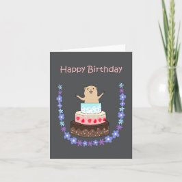 Tarjeta Cute Hamster Birthday Cake raro cumpleaños cumplea
