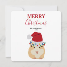 Cute Hamster Funny Animal Santa Hat Navidad Card