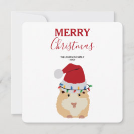 Tarjeta Cute Hamster Funny Animal Santa Hat Navidad Card